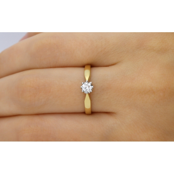 Pierścionek Złoty Z Brylantem 0,21ct RS0250