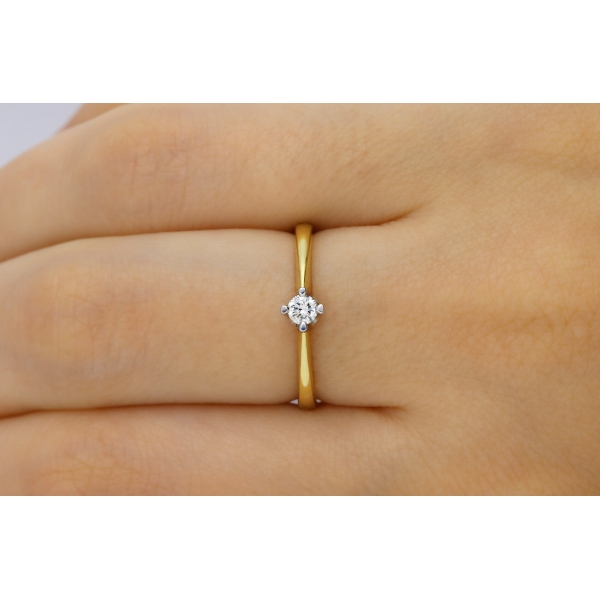 Pierścionek Złoty Z Brylantem 0,10ct RS0365