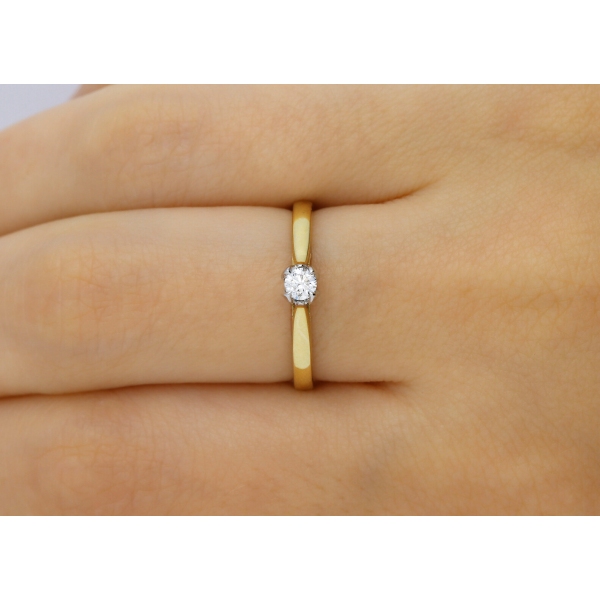 Pierścionek Złoty Z Brylantem 0,15ct RS0427