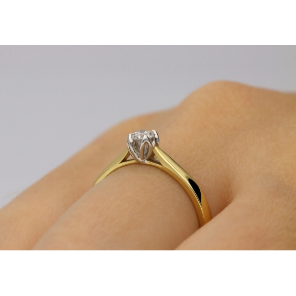 Pierścionek Złoty Z Brylantem 0,15ct RS0427
