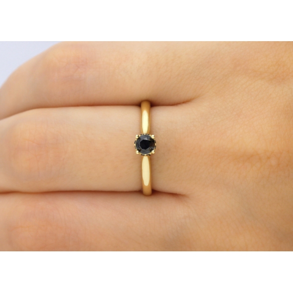 Złoty Pierścionek Czarne Brylanty 0,32 ct RS0000