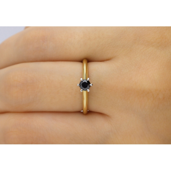 Pierścionek Z Czarnym Brylantem 0,25ct RS0226