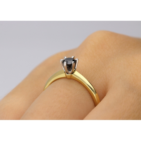 Pierścionek Z Czarnym Brylantem 0,25ct RS0226