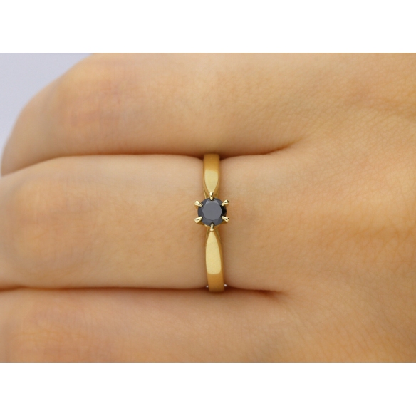 Pierścionek Z Czarnym Brylantem 0,25ct RS0336