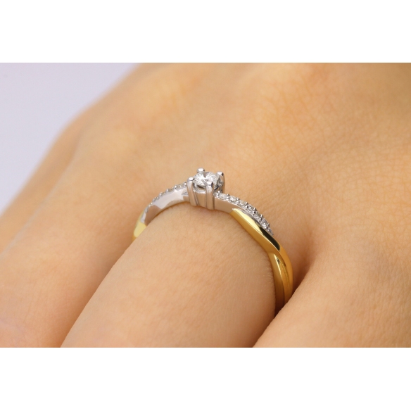 Pierścionek Złoty Z Brylantami 0,17ct RS0307