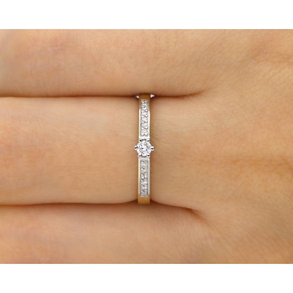 Pierścionek Złoty Z Brylantami 0,12ct RS0332