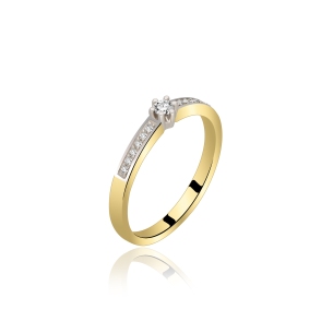 Pierścionek Złoty Z Brylantami 0,12ct RS0332