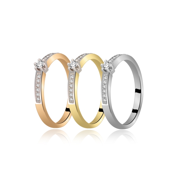 Pierścionek Złoty Z Brylantami 0,12ct RS0332