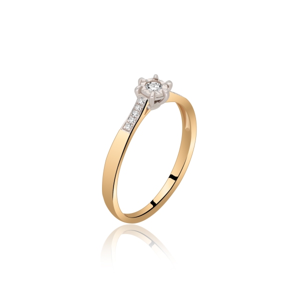 Pierścionek Złoty Z Brylantami 0,12ct RSR63572YW