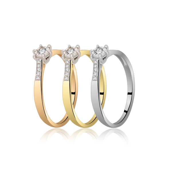 Pierścionek Złoty Z Brylantami 0,12ct RSR63572YW