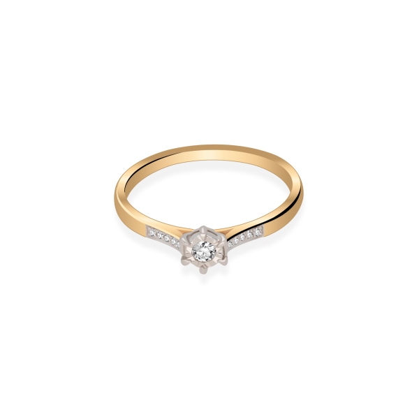 Pierścionek Złoty Z Brylantami 0,12ct RSR63572YW