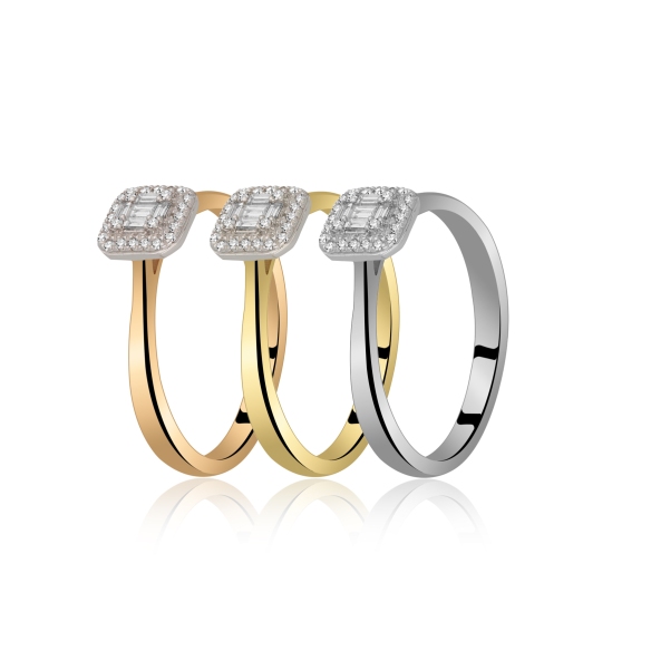 Pierścionek Złoty Z Brylantami 0,12ct RSR71618YW