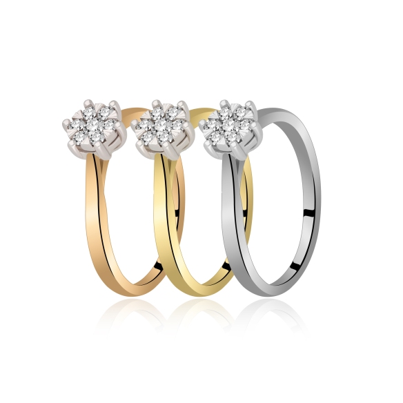 Pierścionek Złoty Z Brylantami 0,19ct  RSR74222YW