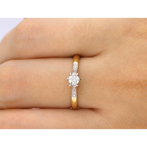 Pierścionek Złoty Z Brylantami 0,12ct RSR63572YW