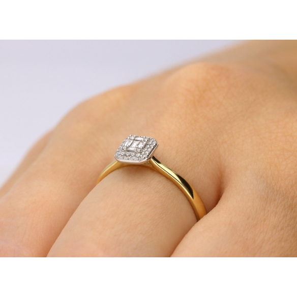 Pierścionek Złoty Z Brylantami 0,12ct RSR71618YW