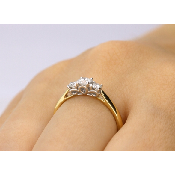 Pierścionek Złoty Z Brylantami 0,42ct RSR92525YW