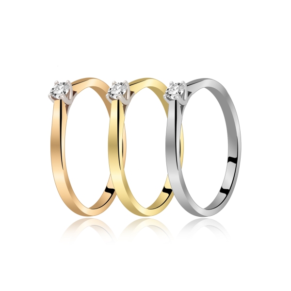 Pierścionek Złoty Z Brylantem 0,10ct RS0442