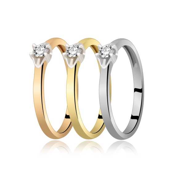 Pierścionek Złoty Z Brylantem 0,10ct RS0268