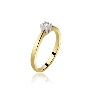 Pierścionek Złoty Z Brylantem 0,06ct RSVD003