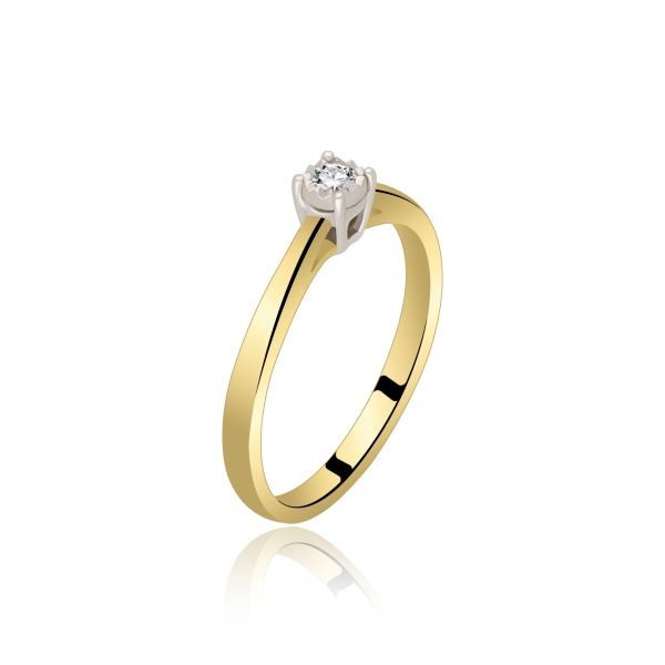 Pierścionek Złoty Z Brylantem 0,06ct RSVD003