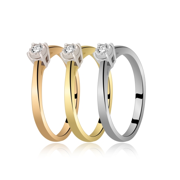 Pierścionek Złoty Z Brylantem 0,06ct RSVD003