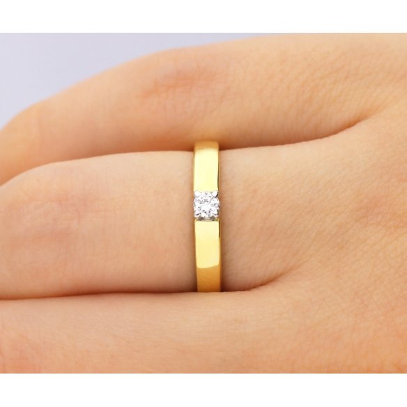 Pierścionek Złoty Z Brylantem 0,10ct RS0361