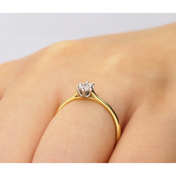 Pierścionek Złoty Z Brylantem 0,05ct RSR8900YW