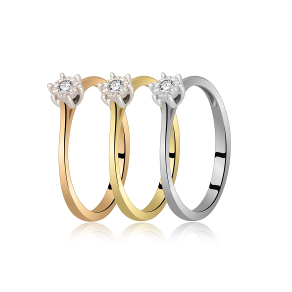 Pierścionek Złoty Z Brylantem 0,05ct RSR8900YW