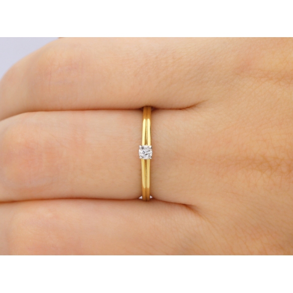 Pierścionek Złoty Z Brylantem 0,08ct R50341YW