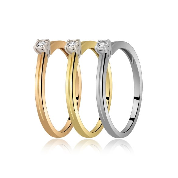 Pierścionek Złoty Z Brylantem 0,08ct R50341YW