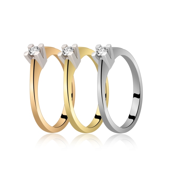 Pierścionek Złoty Z Brylantem 0,10ct RS0416