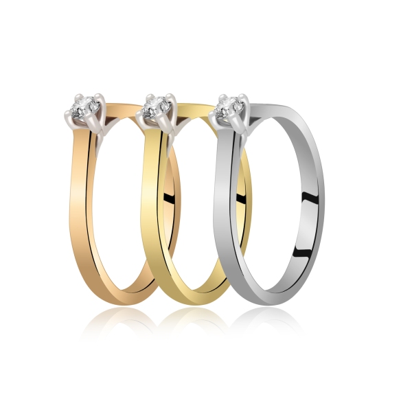 Pierścionek Złoty Z Brylantem 0,10ct RS0138