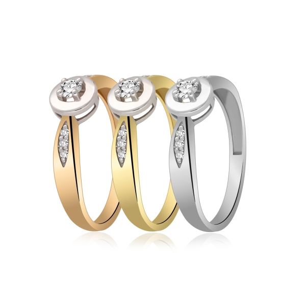 Pierścionek Złoty Z Brylantami 0,12ct RS0097