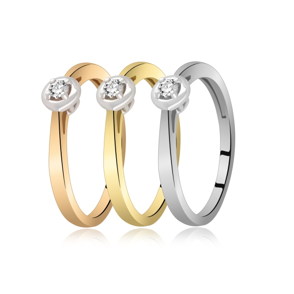 Pierścionek Złoty Z Brylantem 0,10ct RS0125