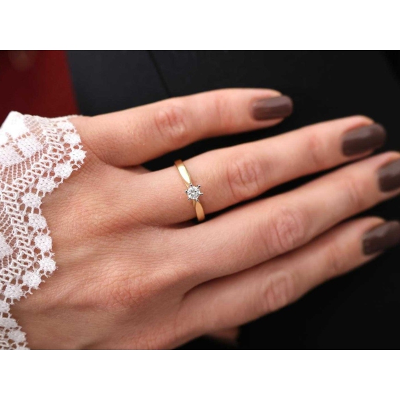 Pierścionek Złoty Z Brylantem 0,15ct RS0336