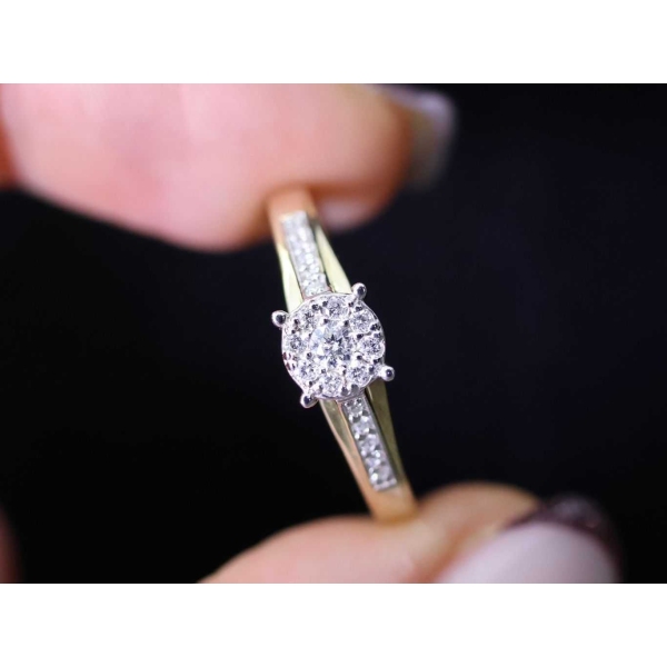 Wysyłka 24h Pierścionek Złoty Z Brylantami 0,19ct RS0202