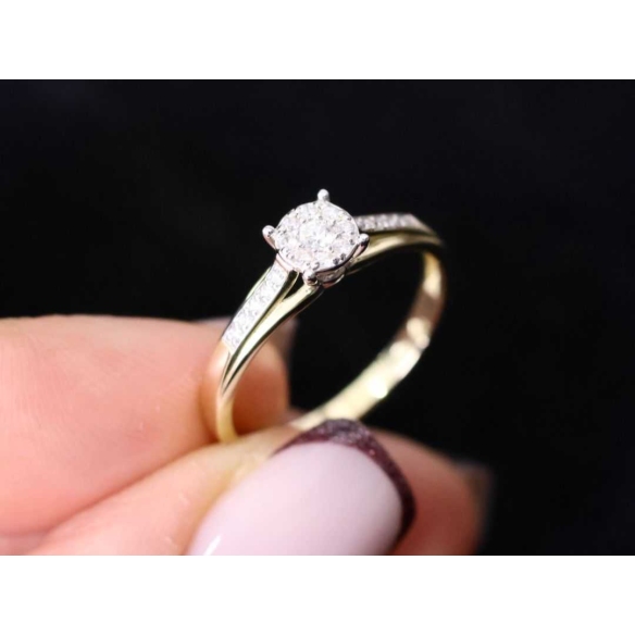 Wysyłka 24h Pierścionek Złoty Z Brylantami 0,19ct RS0202