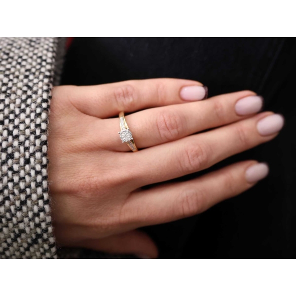 Wysyłka 24h Pierścionek Złoty Z Brylantami 0,19ct RS0202