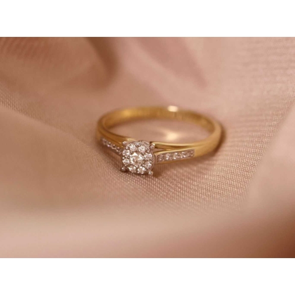 Wysyłka 24h Pierścionek Złoty Z Brylantami 0,19ct RS0202