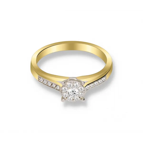 Wysyłka 24h Pierścionek Złoty Z Brylantami 0,19ct RS0202