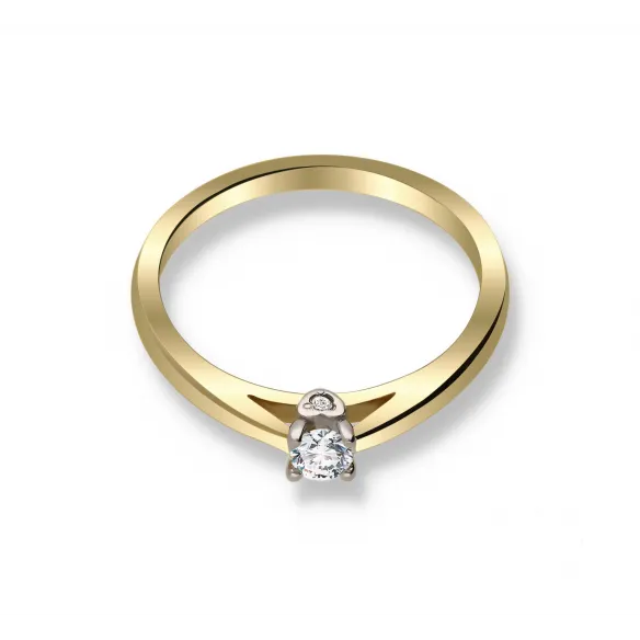 Pierścionek Złoty Z Brylantem 0,17ct Serca RS0404