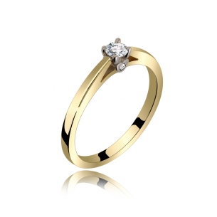 Pierścionek Złoty Z Brylantem 0,17ct Serca RS0404