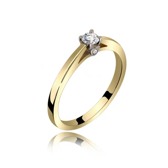 Pierścionek Złoty Z Brylantem 0,17ct Serca RS0404