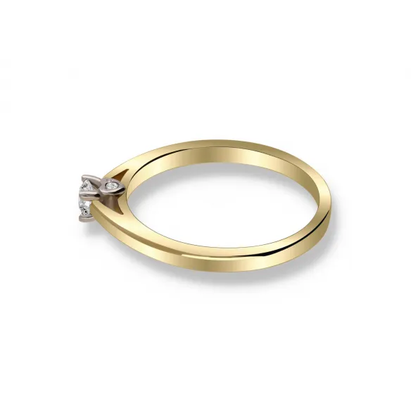 Pierścionek Złoty Z Brylantem 0,17ct Serca RS0404