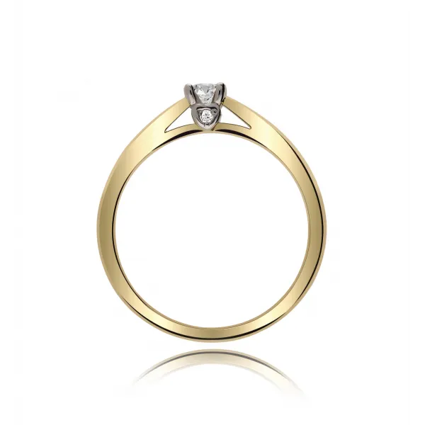 Pierścionek Złoty Z Brylantem 0,17ct Serca RS0404