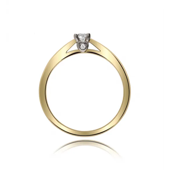 Pierścionek Złoty Z Brylantem 0,17ct Serca RS0404