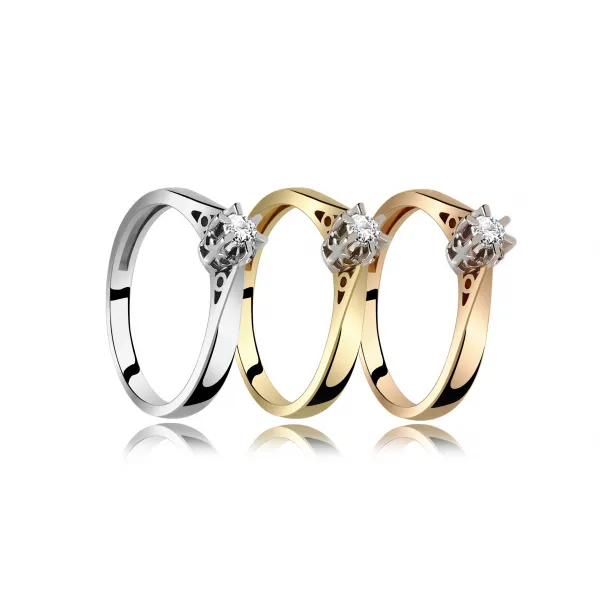 Pierścionek Złoty Z Brylantem 0,10ct RS0148