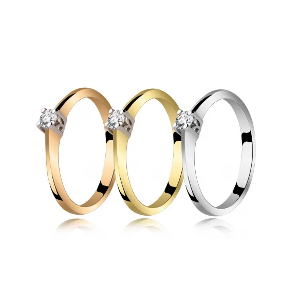 Pierścionek Złoty Z Brylantem 0,10ct RS0431