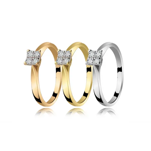 Pierścionek Złoty Z Brylantami 0,12ct RS0396