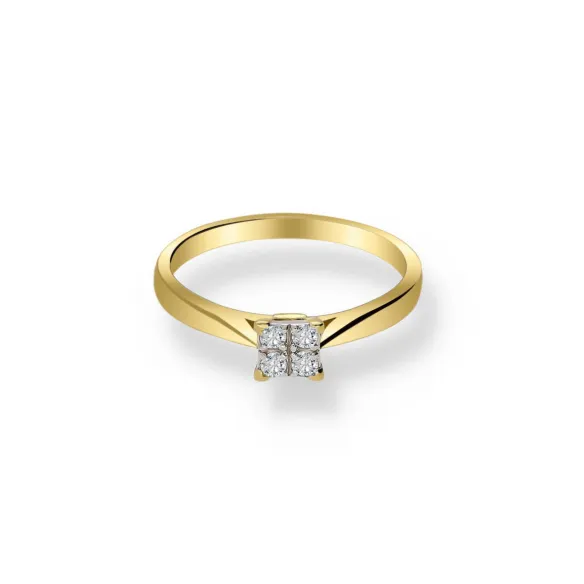 Pierścionek Złoty Z Brylantami 0,12ct RS0396